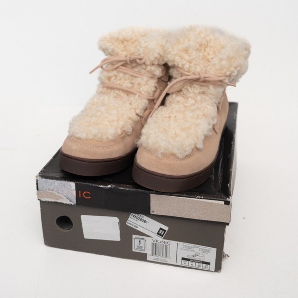 Vionic Splendid Oak‎ Womens Suede Faux Fur Booties